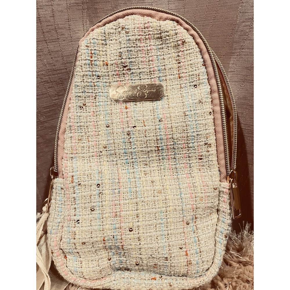 Jessica Simpson Tweed Mini backpack Multicolor Woven Texture Top zipper closure